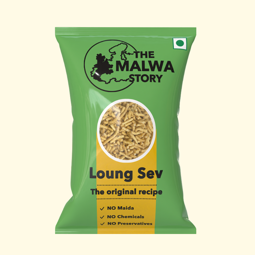 Green package of 'The Malwa Story' Loung Sev with yellow label on a white background