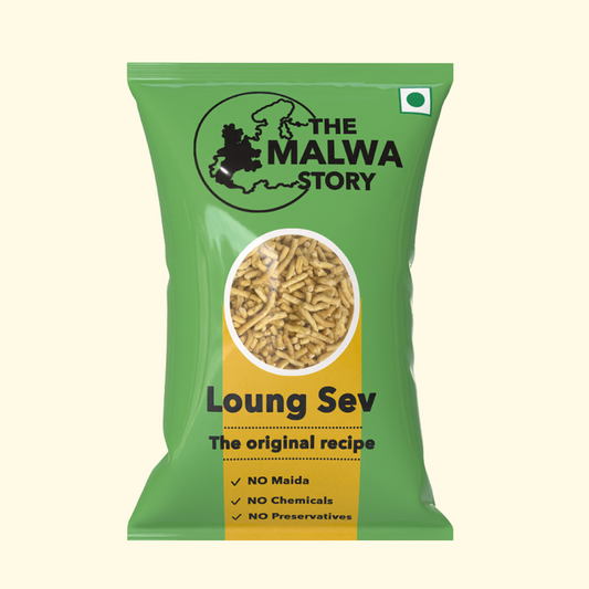 Green package of 'The Malwa Story' Loung Sev with yellow label on a white background